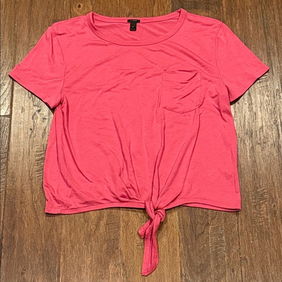 J. Crew Tops - Size Medium J. Crew Bright Pink Tie-Front Tee